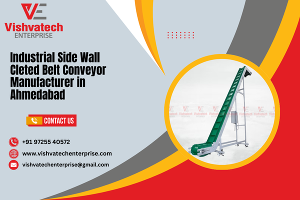 Industrial Side Wall Cleted Belt Conveyor Manufacturer in Ahmedabad